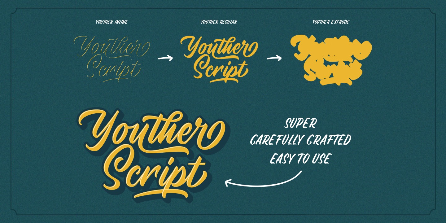 Beispiel einer Youther Script Inline-Schriftart